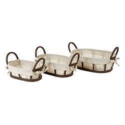 Metal And Fabric Baskets 3pcs