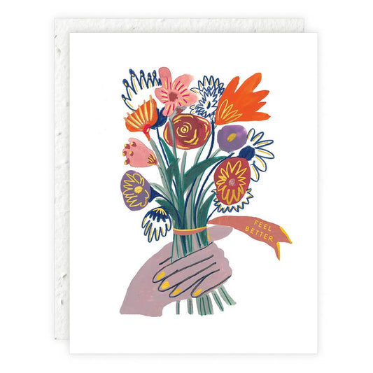 Feel Better Flowers - Get Well Card: With cello sleeve