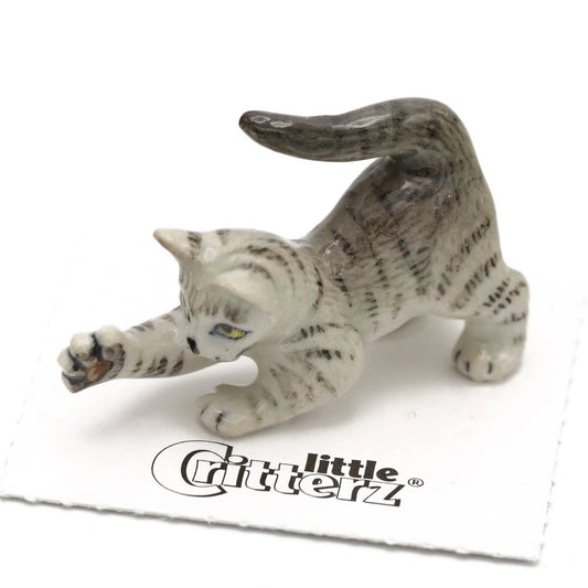 Lily Grey Tiger Kitten Porcelain Miniature
