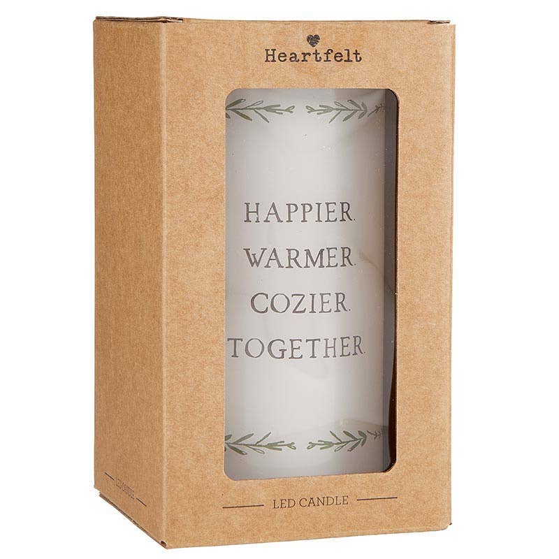 LED Candle "Happier, Cozier"