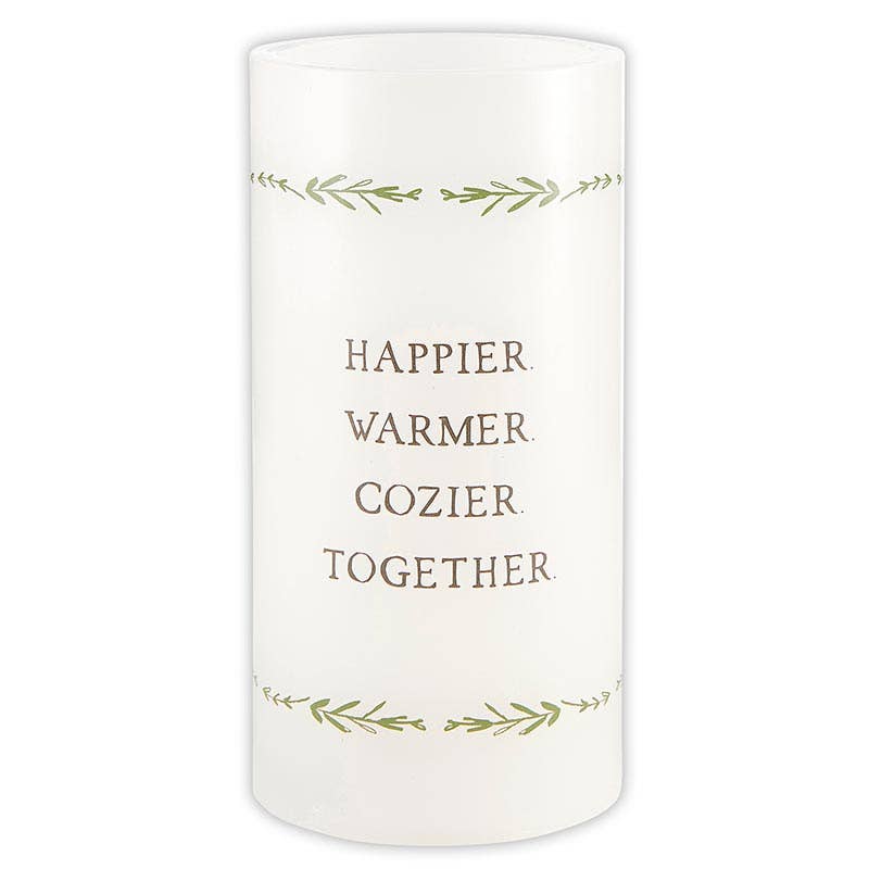 LED Candle "Happier, Cozier"