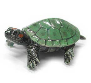 Green Turtle Northern Rose Porcelain Mini Figurine