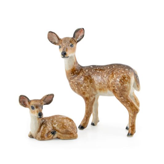 Deer Fawn and Doe 2 pc set Northern Rose Porcelain Miniature