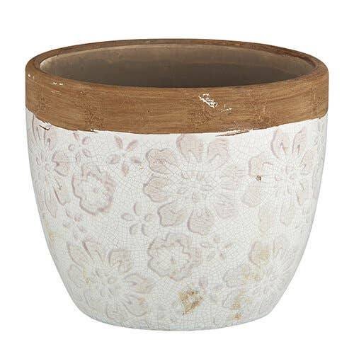 Cream And Beige Flower Pot