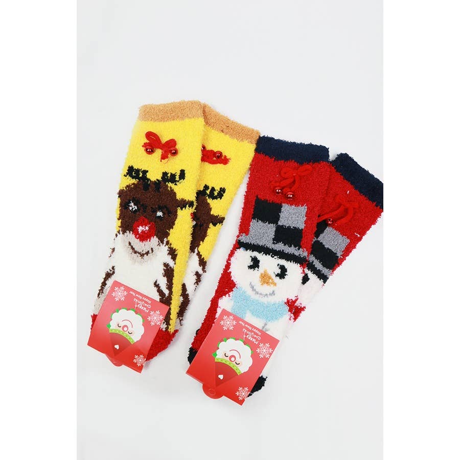 Christmas Theme Fuzzy Socks: MIX COLOR / ONE