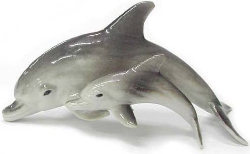 Dolphin W/calf Northern Rose Porcelain Mini Figurine