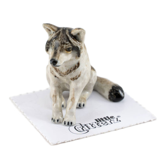 Akela Wolf Sitting Porcelain Miniature