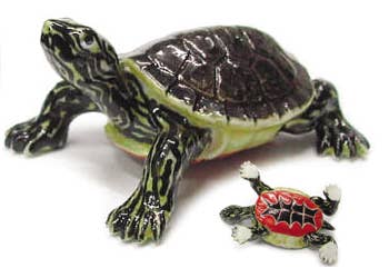 Painted Turtle Northern Rose Porcelain Mini Figurine