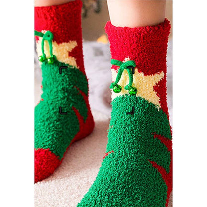 Christmas Theme Fuzzy Socks: MIX COLOR / ONE