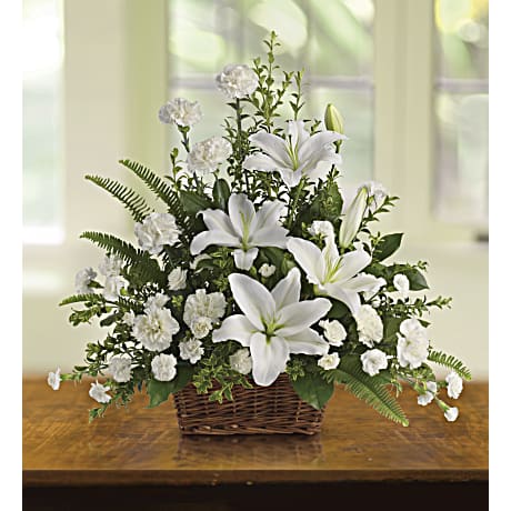 Peaceful White Lilies Basket