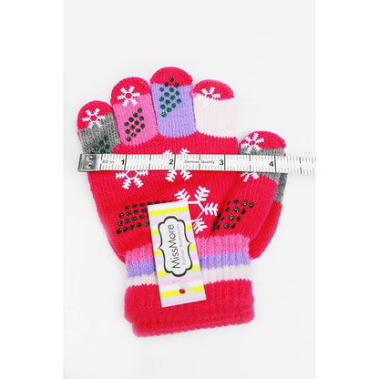 Snowflake Print Kids Gloves: MIX COLOR / ONE