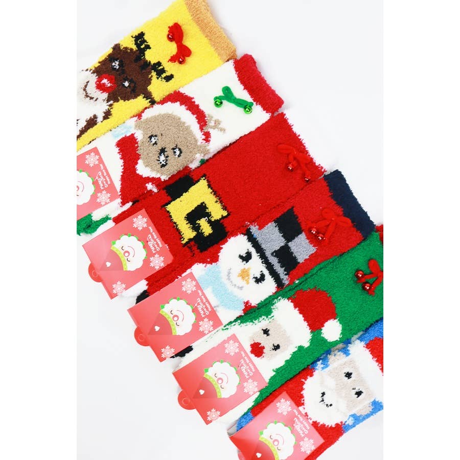 Christmas Theme Fuzzy Socks: MIX COLOR / ONE