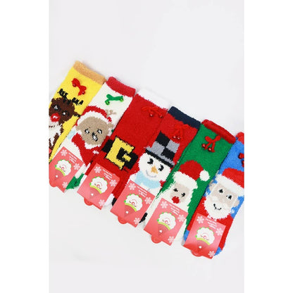 Christmas Theme Fuzzy Socks: MIX COLOR / ONE