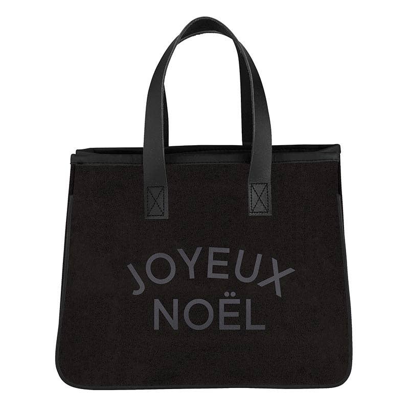 Black Mini Canvas Tote | "Joyeux Noel"