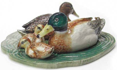 Mallard Duck Family Northern Rose Porcelain Mini Figurine